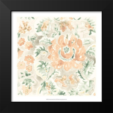 Terracotta Garden Tile I Black Modern Wood Framed Art Print by Vess, June Erica