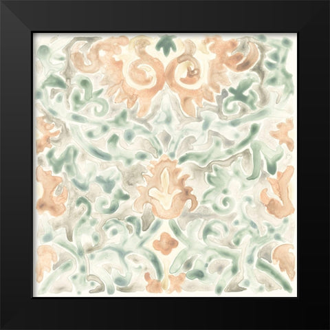 Terracotta Garden Tile V Black Modern Wood Framed Art Print by Vess, June Erica