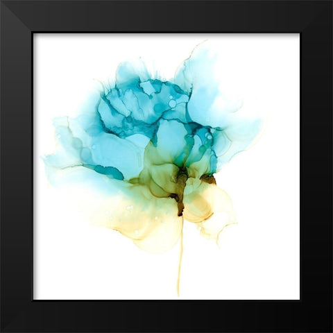 Blooming Cyan I Black Modern Wood Framed Art Print by Goldberger, Jennifer