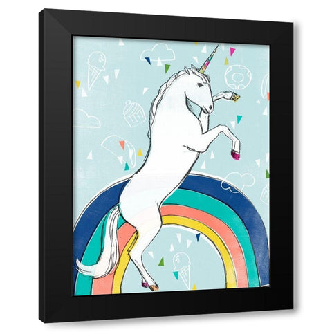 Funky Fun I Black Modern Wood Framed Art Print by Vess, June Erica