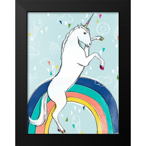 Funky Fun I Black Modern Wood Framed Art Print by Vess, June Erica