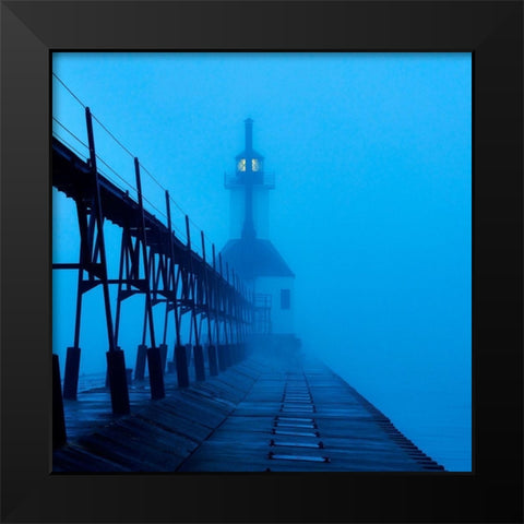 Lighthouse at Night I Black Modern Wood Framed Art Print by McLoughlin, James