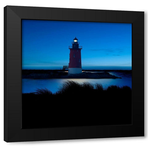 Lighthouse at Night IV Black Modern Wood Framed Art Print with Double Matting by McLoughlin, James