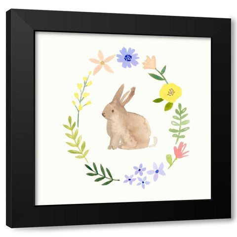 Wildflower Bunny I Black Modern Wood Framed Art Print by Barnes, Victoria