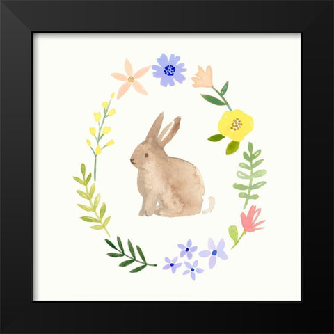 Wildflower Bunny I Black Modern Wood Framed Art Print by Barnes, Victoria