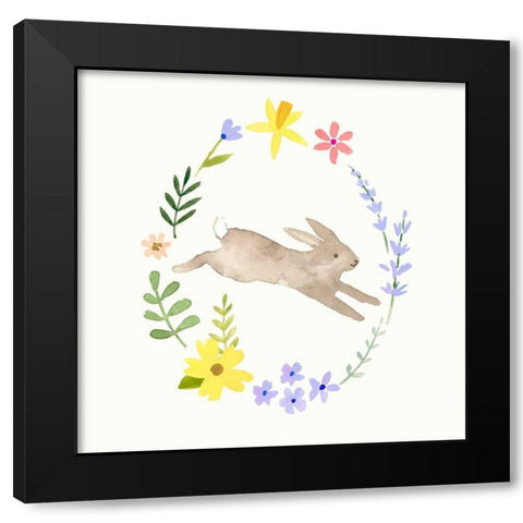 Wildflower Bunny II Black Modern Wood Framed Art Print by Barnes, Victoria