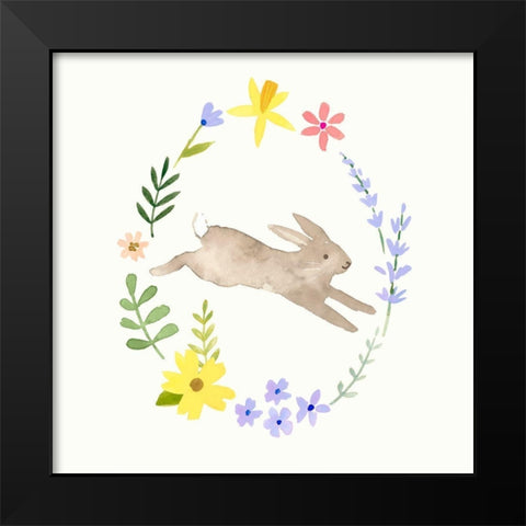 Wildflower Bunny II Black Modern Wood Framed Art Print by Barnes, Victoria