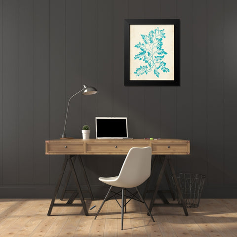 Aquamarine Seaweed I Black Modern Wood Framed Art Print by Vision Studio