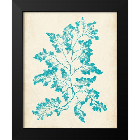 Aquamarine Seaweed I Black Modern Wood Framed Art Print by Vision Studio