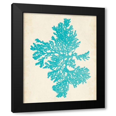 Aquamarine Seaweed II Black Modern Wood Framed Art Print with Double Matting by Vision Studio