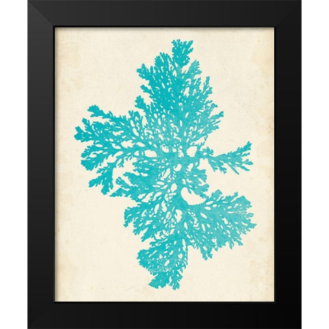 Aquamarine Seaweed II Black Modern Wood Framed Art Print by Vision Studio