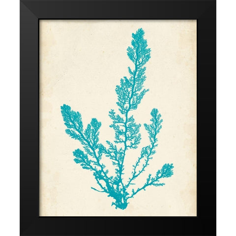 Aquamarine Seaweed VI Black Modern Wood Framed Art Print by Vision Studio