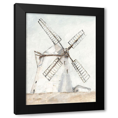 European Windmill II Black Modern Wood Framed Art Print with Double Matting by Harper, Ethan