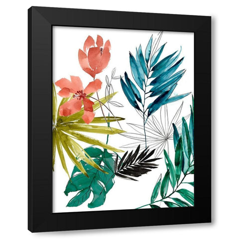 Tropical Composition I Black Modern Wood Framed Art Print with Double Matting by Goldberger, Jennifer