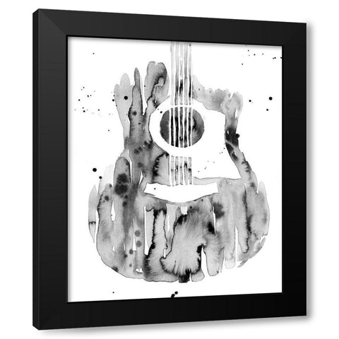 Guitar Flow III Black Modern Wood Framed Art Print by Warren, Annie