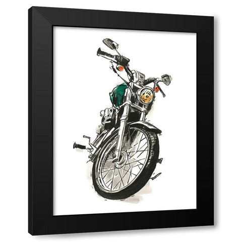 Motorcycles in Ink I Black Modern Wood Framed Art Print by Warren, Annie