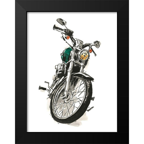 Motorcycles in Ink I Black Modern Wood Framed Art Print by Warren, Annie