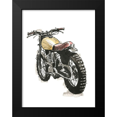 Motorcycles in Ink III Black Modern Wood Framed Art Print by Warren, Annie