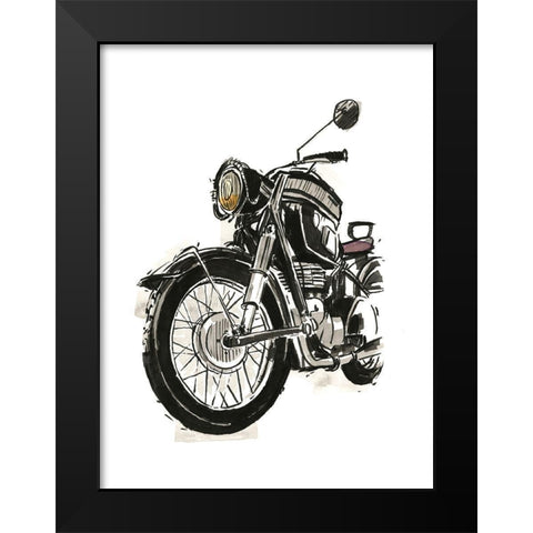 Motorcycles in Ink IV Black Modern Wood Framed Art Print by Warren, Annie