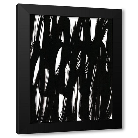 Ink Scribble II Black Modern Wood Framed Art Print with Double Matting by Fuchs, Jodi