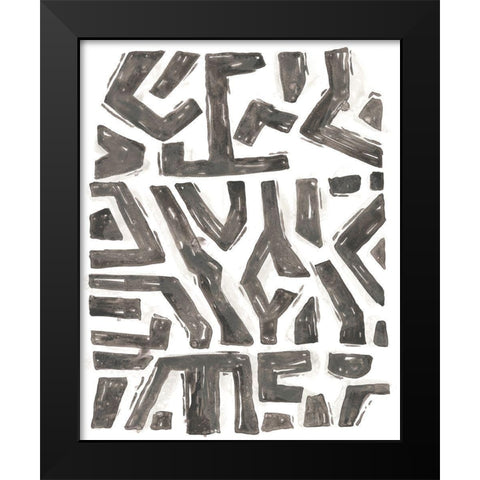 Tribal Geometry III Black Modern Wood Framed Art Print by Vess, June Erica