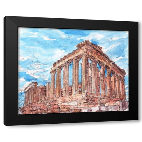 Secret Greece I Black Modern Wood Framed Art Print with Double Matting by Wang, Melissa