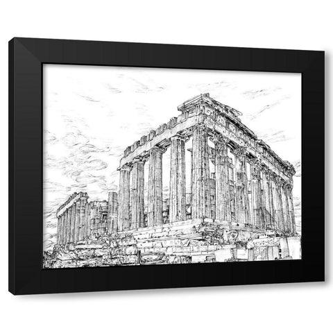 Secret Greece in BandW I Black Modern Wood Framed Art Print by Wang, Melissa