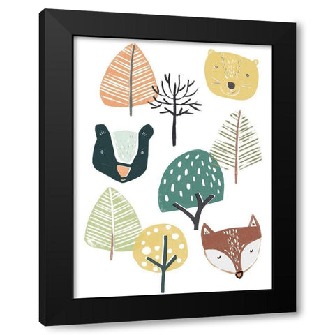 Woodland Faces I Black Modern Wood Framed Art Print with Double Matting by Vess, June Erica