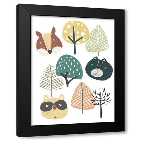 Woodland Faces II Black Modern Wood Framed Art Print by Vess, June Erica