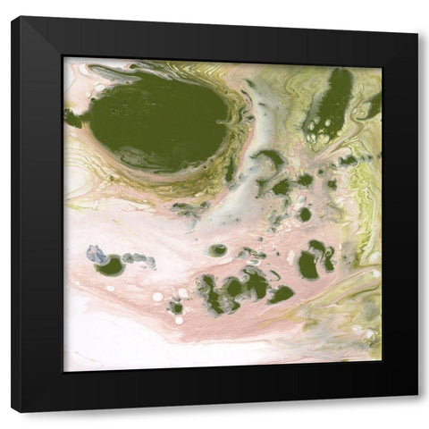 Lime Shimmer I Black Modern Wood Framed Art Print with Double Matting by Wang, Melissa