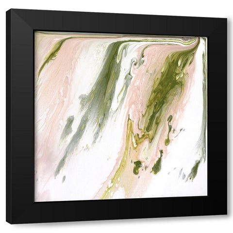 Lime Shimmer II Black Modern Wood Framed Art Print with Double Matting by Wang, Melissa