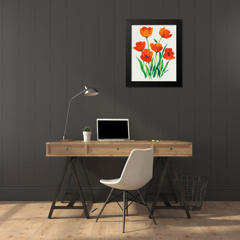 Red Tulips in Bloom I Black Modern Wood Framed Art Print by OToole, Tim