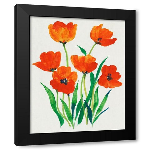 Red Tulips in Bloom I Black Modern Wood Framed Art Print with Double Matting by OToole, Tim