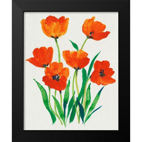 Red Tulips in Bloom I Black Modern Wood Framed Art Print by OToole, Tim