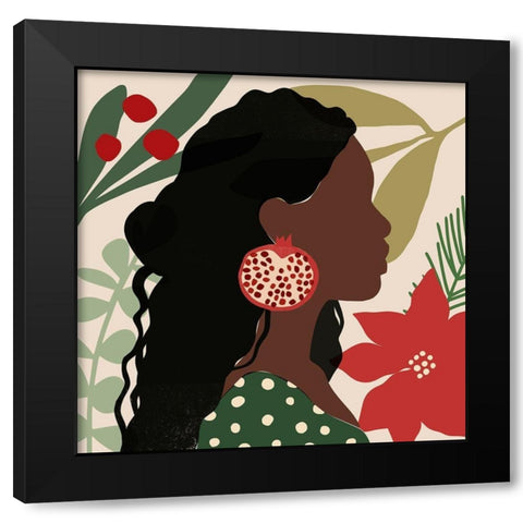 Christmas Earring I Black Modern Wood Framed Art Print by Barnes, Victoria