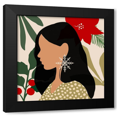 Christmas Earring II Black Modern Wood Framed Art Print by Barnes, Victoria