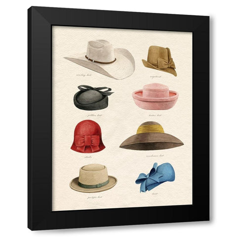 Vintage Hats I Black Modern Wood Framed Art Print with Double Matting by Popp, Grace