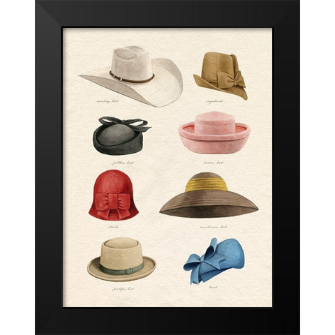 Vintage Hats I Black Modern Wood Framed Art Print by Popp, Grace