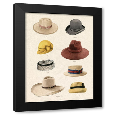 Vintage Hats II Black Modern Wood Framed Art Print by Popp, Grace