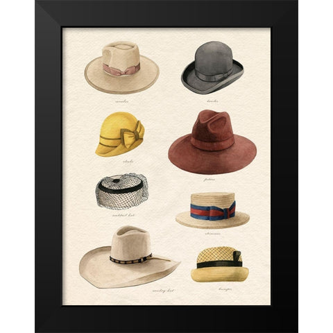 Vintage Hats II Black Modern Wood Framed Art Print by Popp, Grace