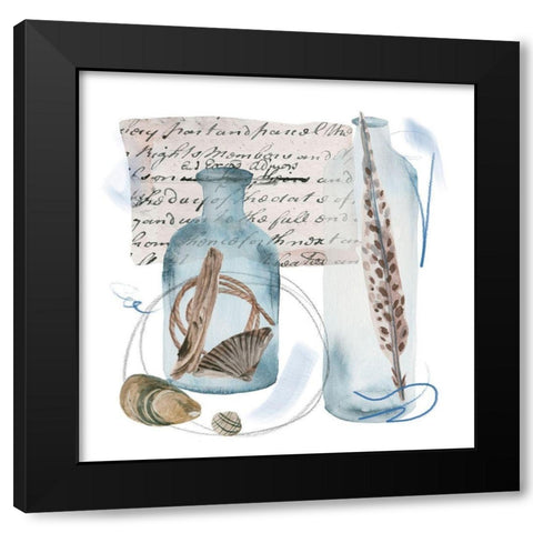 Message in a Bottle V Black Modern Wood Framed Art Print by Wang, Melissa