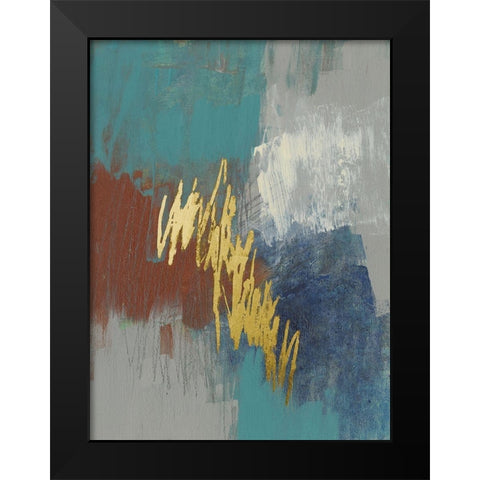 Scripted Rust and Teal I Black Modern Wood Framed Art Print by Goldberger, Jennifer
