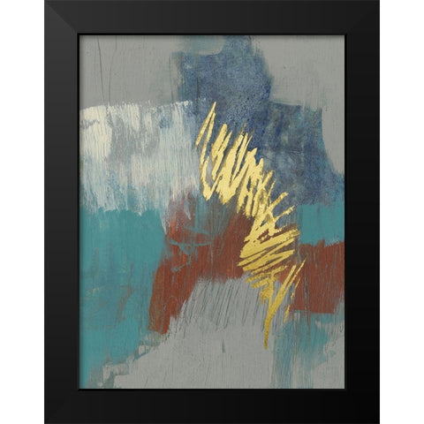Scripted Rust and Teal II Black Modern Wood Framed Art Print by Goldberger, Jennifer