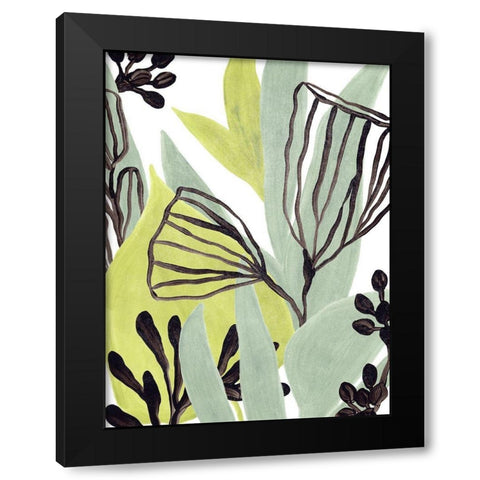 Tropical Collage IV Black Modern Wood Framed Art Print with Double Matting by Vess, June Erica