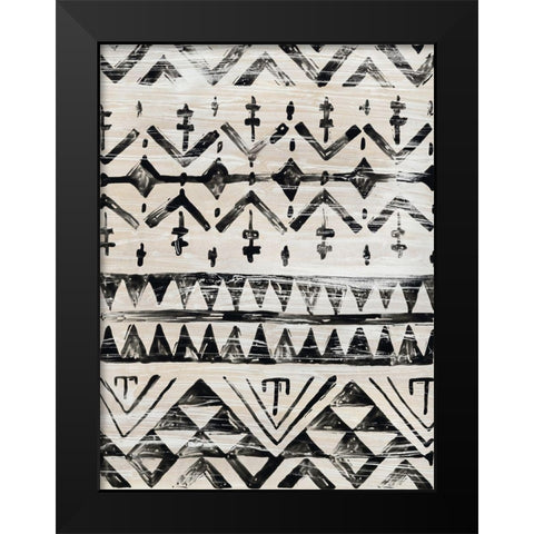 Modern Mudcloth I Black Modern Wood Framed Art Print by Vess, June Erica