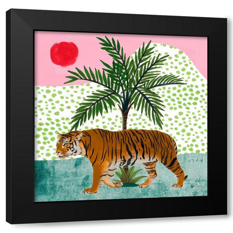 Tiger at Sunrise II Black Modern Wood Framed Art Print with Double Matting by Wang, Melissa