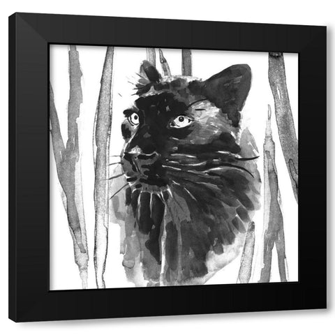 Still Cat I Black Modern Wood Framed Art Print by Warren, Annie