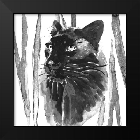 Still Cat I Black Modern Wood Framed Art Print by Warren, Annie