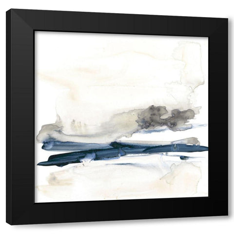 Navy Horizon Line I Black Modern Wood Framed Art Print with Double Matting by Goldberger, Jennifer