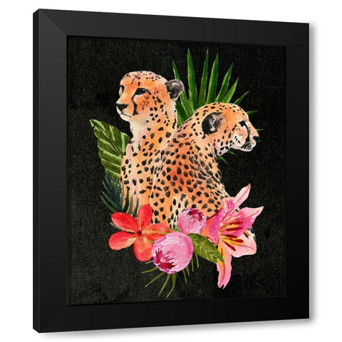 Cheetah Bouquet I Black Modern Wood Framed Art Print by Warren, Annie